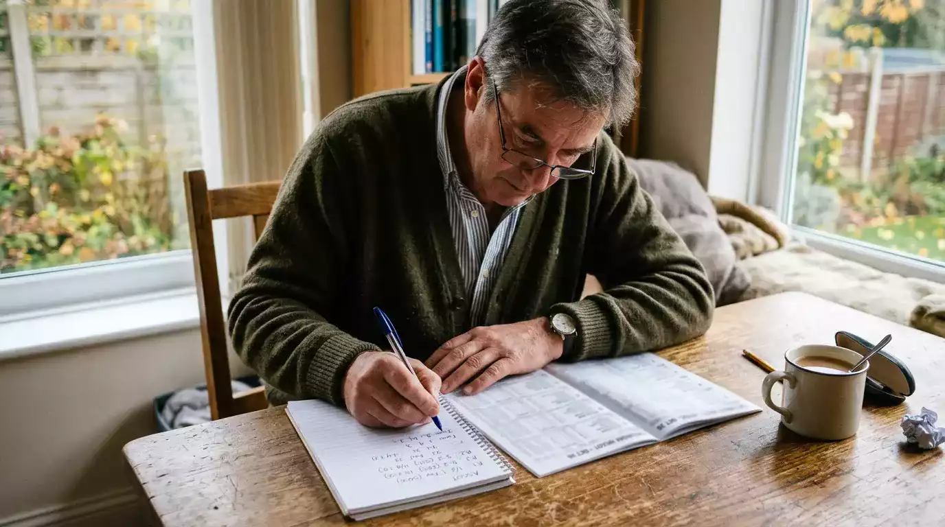 Punter studying a racecard and calculating implied probability from fractional odds
