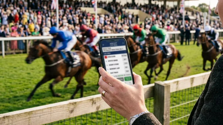 Live horse racing in-play betting interface showing rapidly changing odds during a race